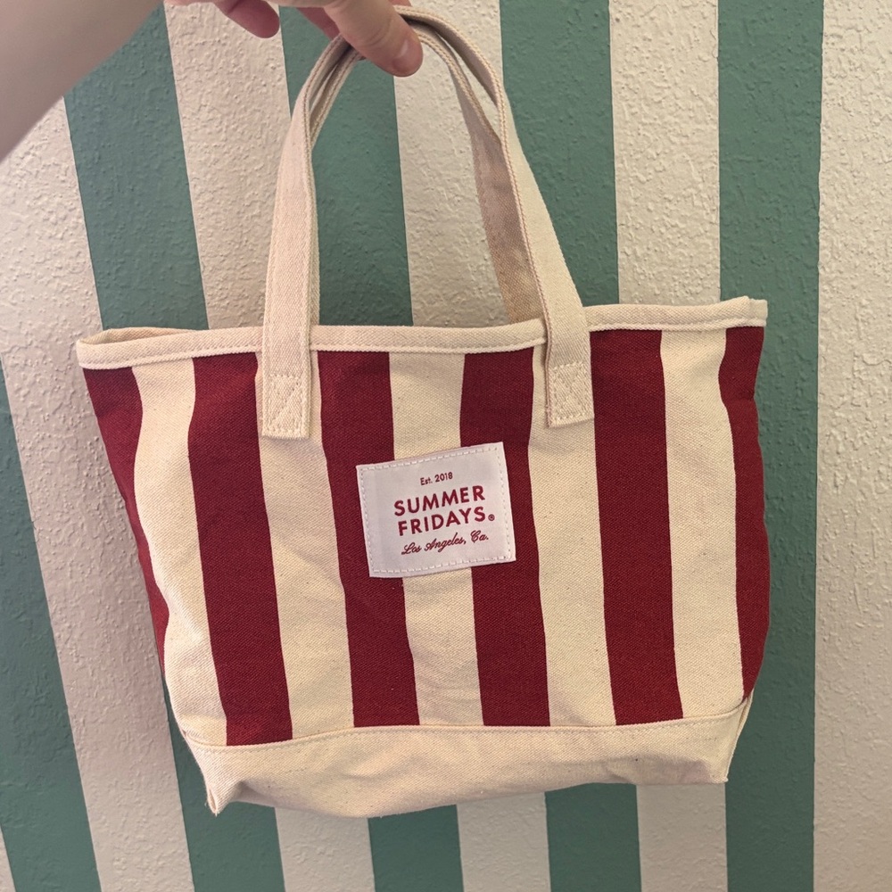 New Summer Fridays Limited Edition Rare Cherry and Cream Mini Tote